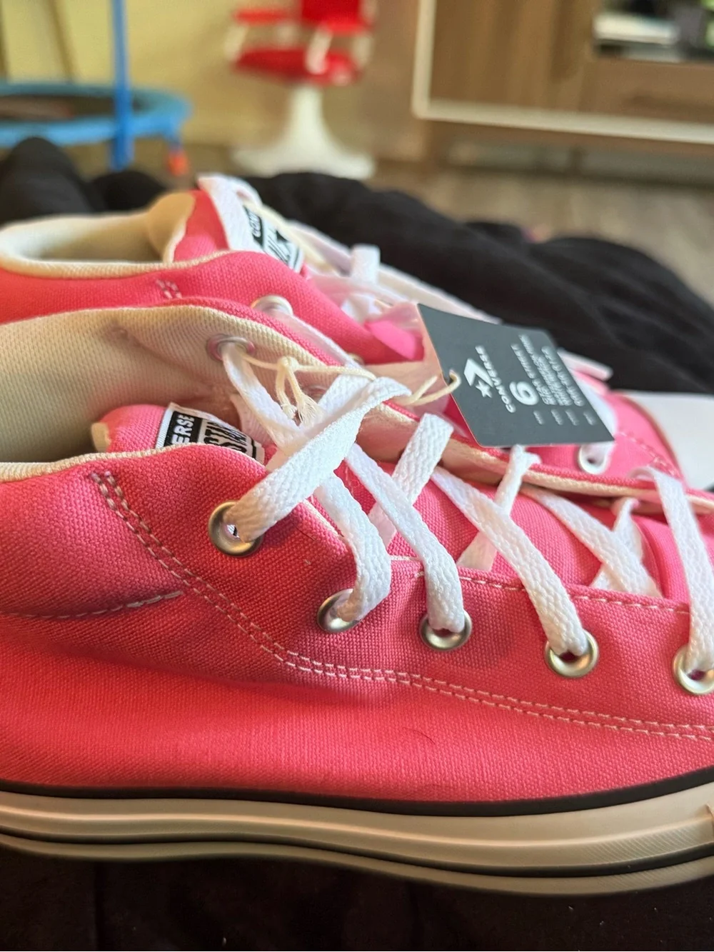 Kids Pink High-Top Canvas Sneaker Size 6